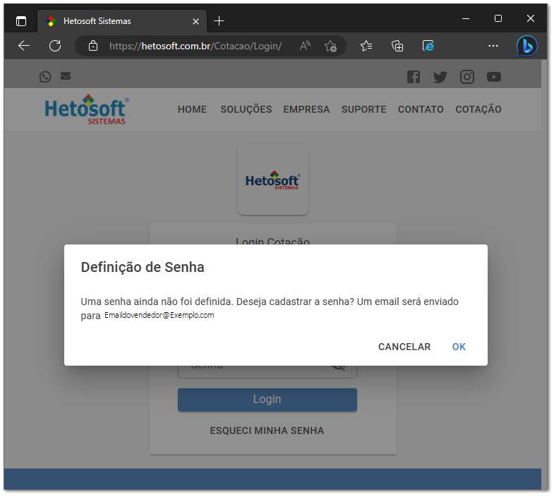 6.13.3. Acessando a cotação online