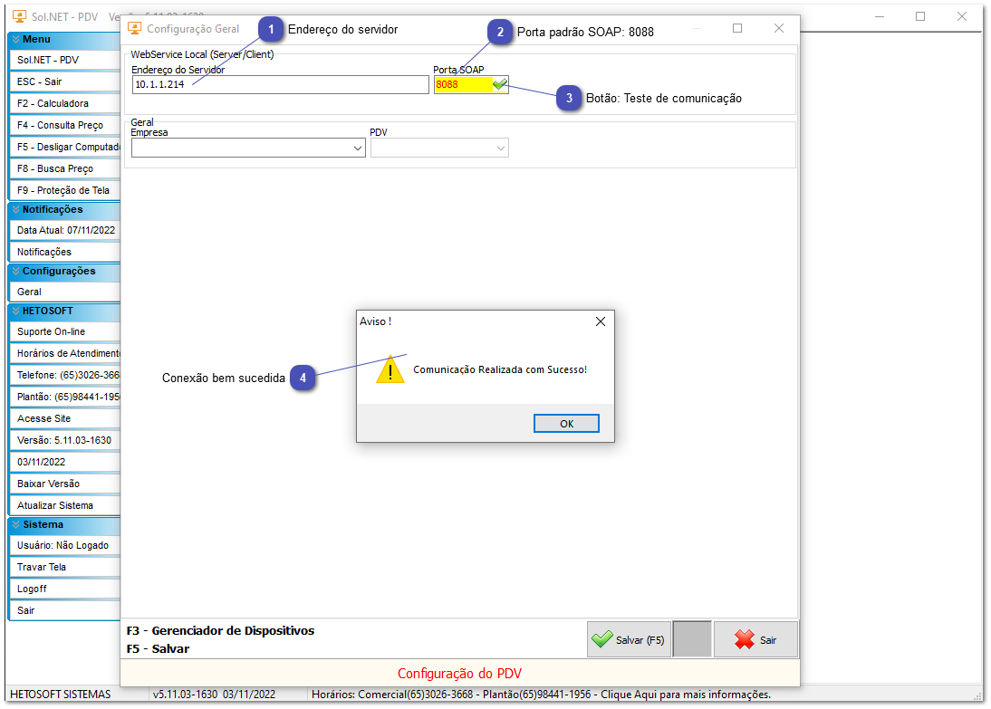 2.2.1. Comunicação PDV - SERVIDOR