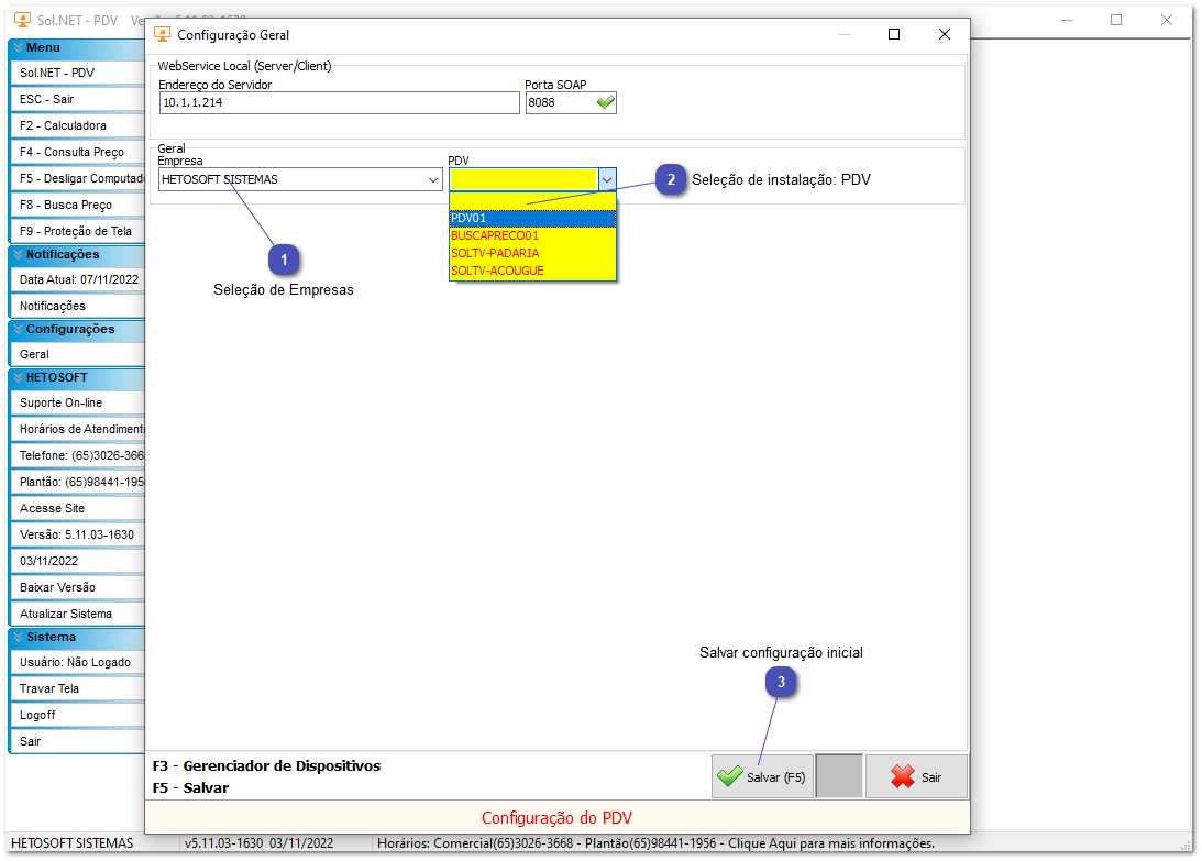 2.2.1. Comunicação PDV - SERVIDOR