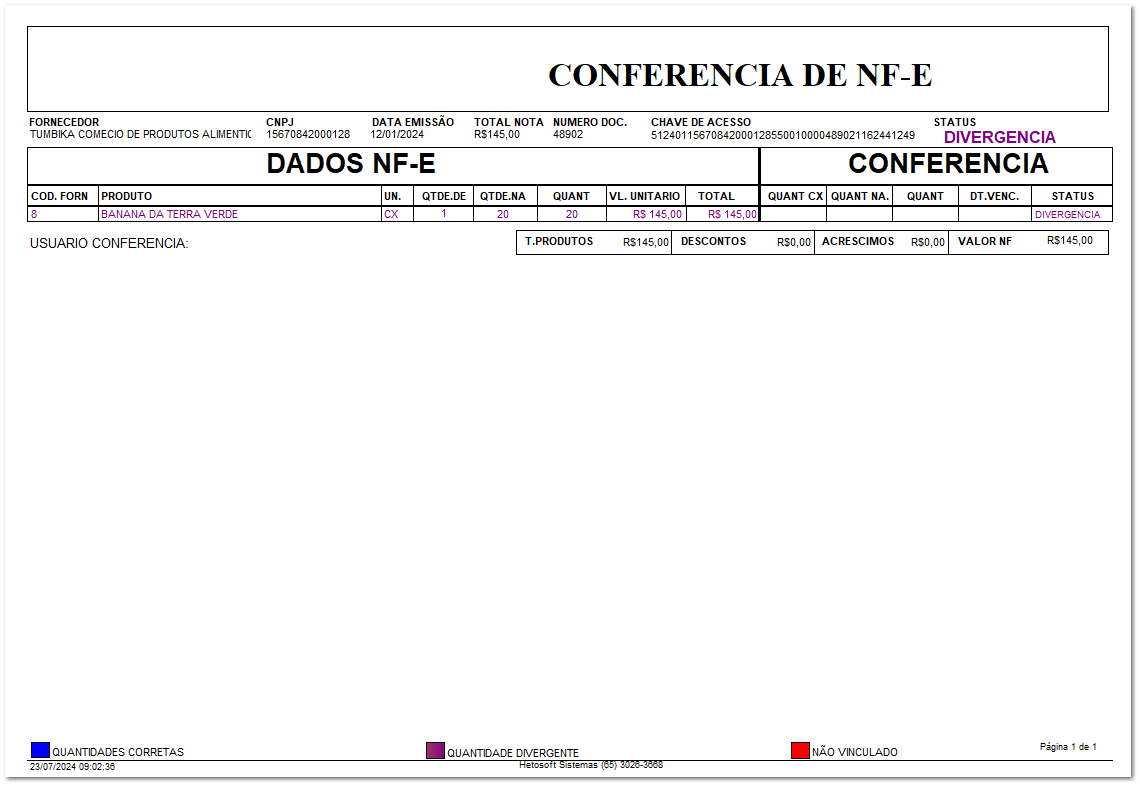 8.7.3. Conferência final no Sol.NET - Importar XML