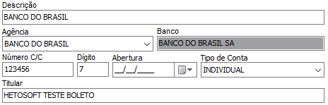 1. Cadastro de Conta corrente