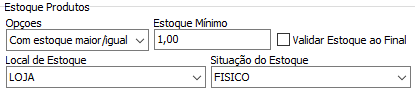3. Definições de estoque para vendas