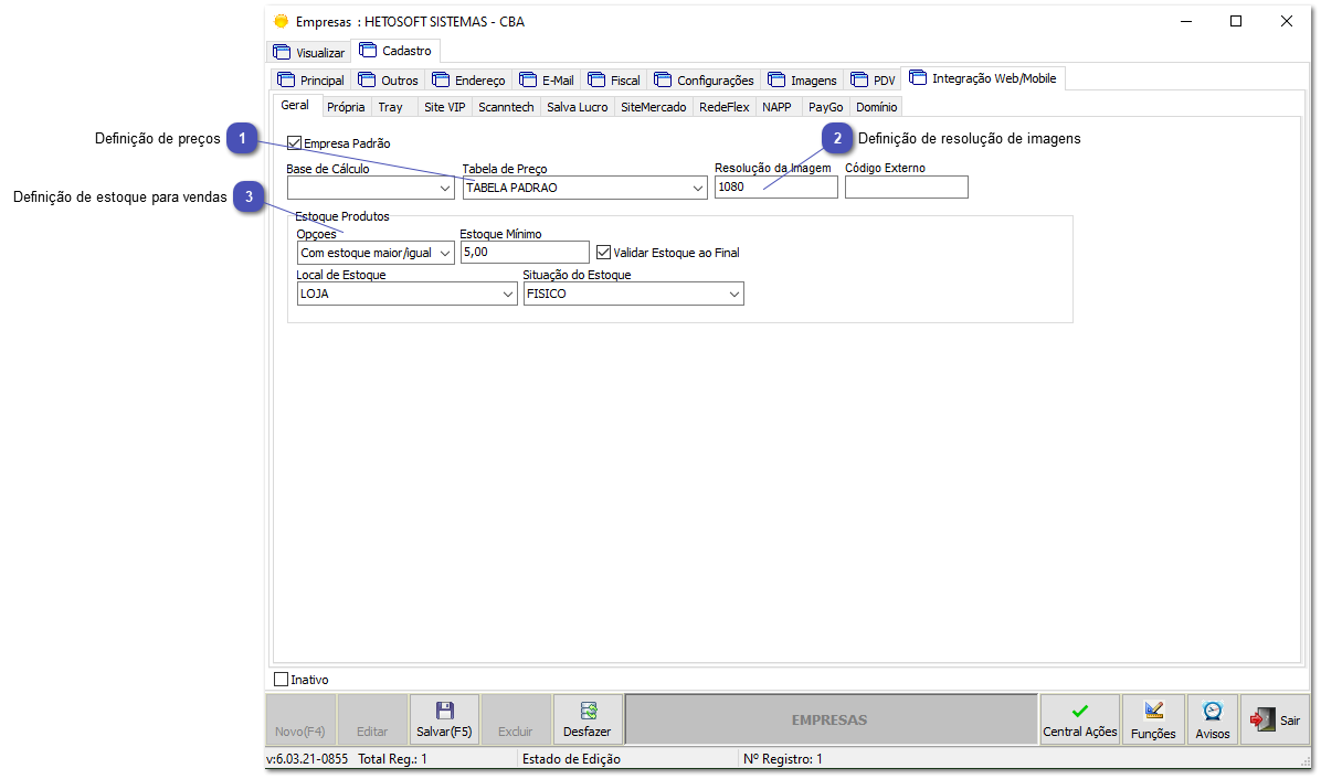4.1.1. Configuração de Parametros - Empresa 