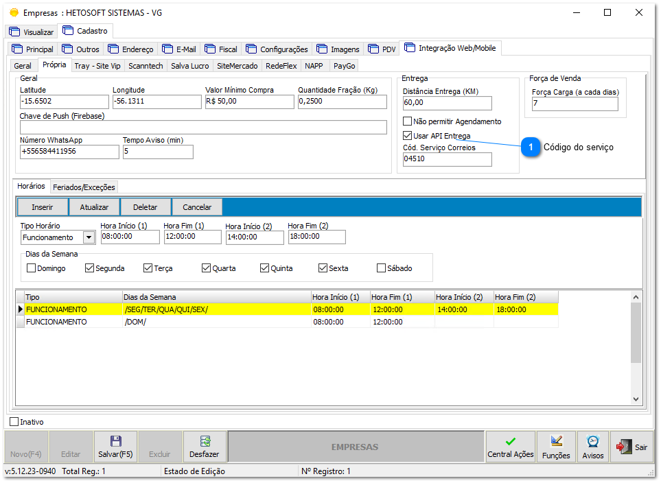 4.1.1. Configuração de Parametros - Empresa 