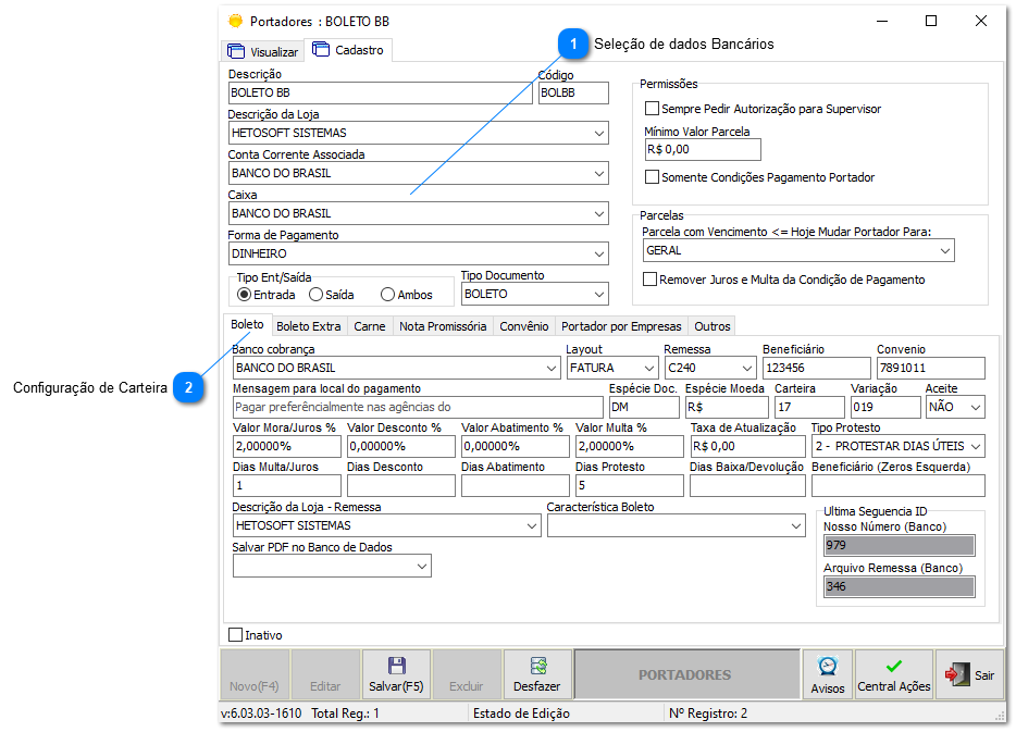 6.6.2. Configuração de Portador