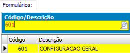 2. Tela: 601 - Configuração Geral