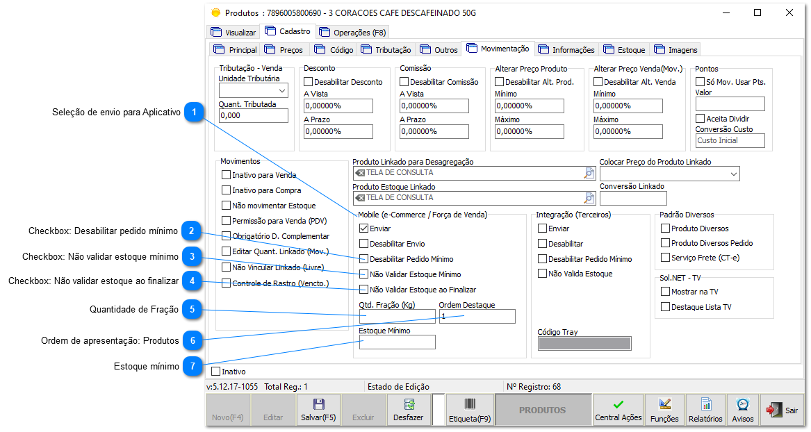 4.1.3. Configurações - Cadastro de produtos