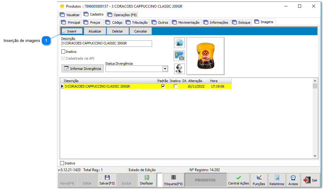 4.1.3. Configurações - Cadastro de produtos