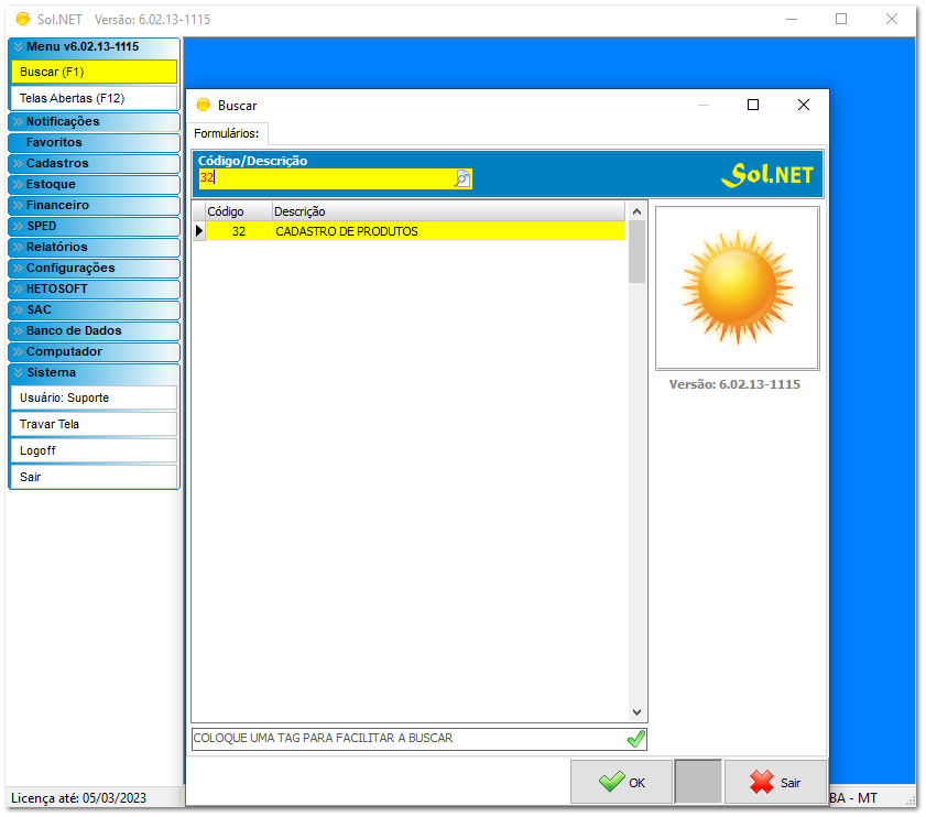 4.9.3. Configurações - Cadastro de produtos
