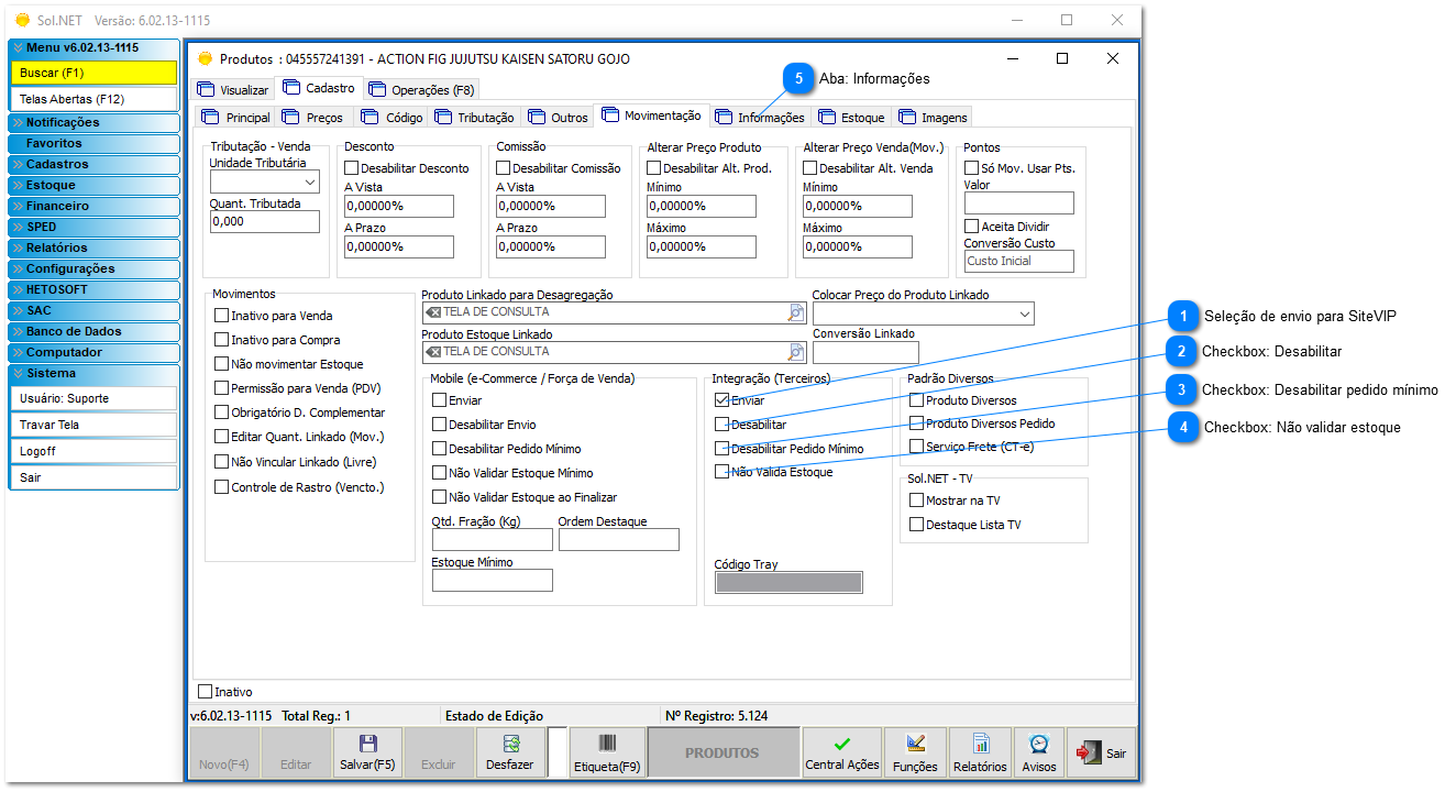 4.9.3. Configurações - Cadastro de produtos