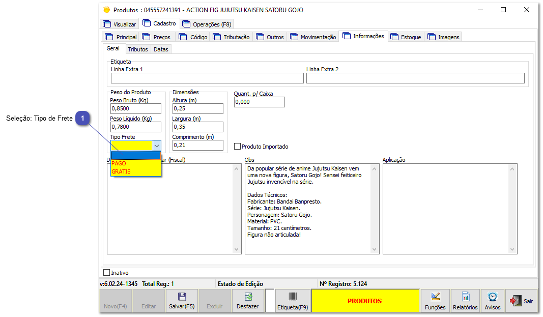 4.9.3. Configurações - Cadastro de produtos
