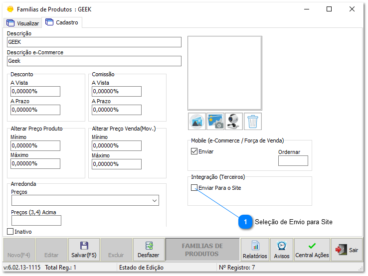 4.9.2. Configurações - Família de produtos / Grupo de produtos