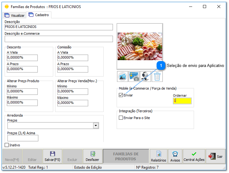 4.1.2. Configurações - Família de produtos/Grupo de produtos