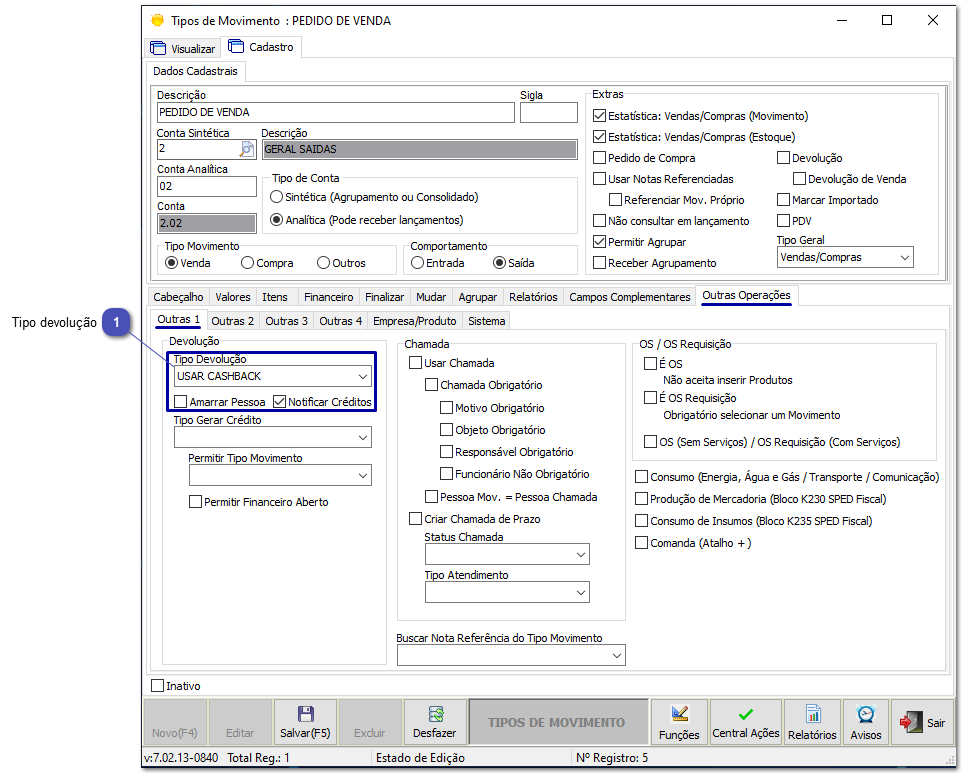 6.15.1. Configurações CashBack