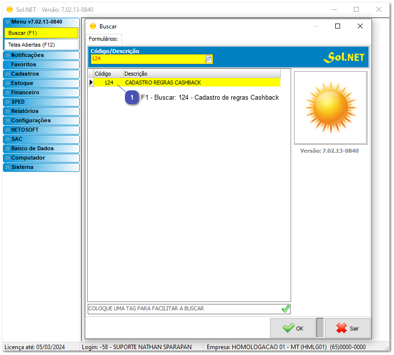 6.15.1. Configurações CashBack