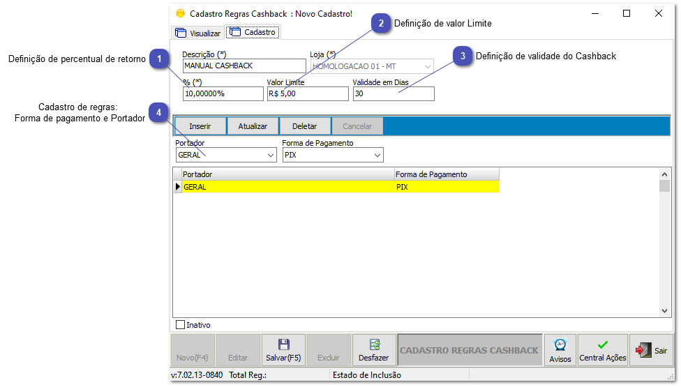 6.15.1. Configurações CashBack
