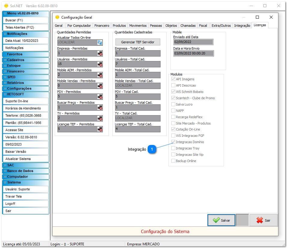4.7.1. Configurações da Integração