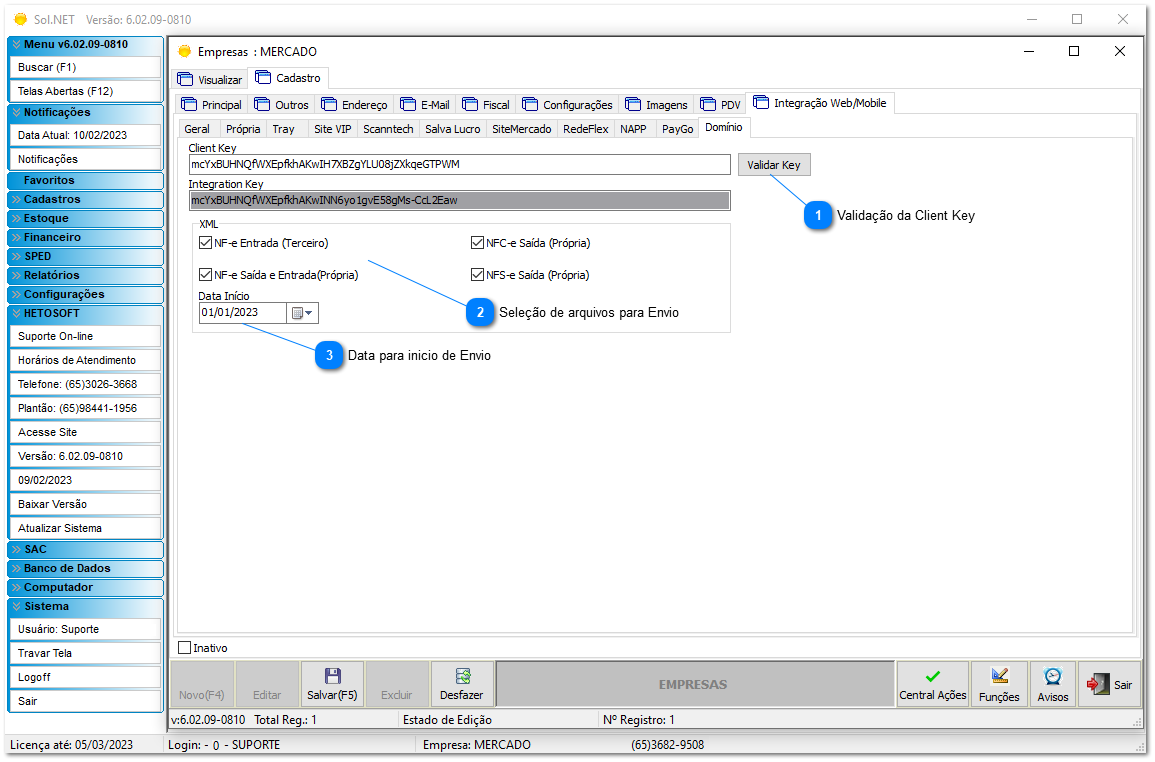 4.7.1. Configurações da Integração