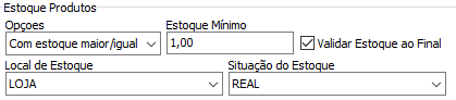3. Definições de estoque para vendas