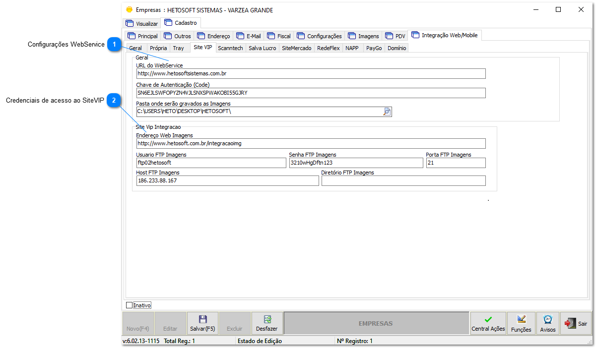 4.9.1. Configurações da Integração