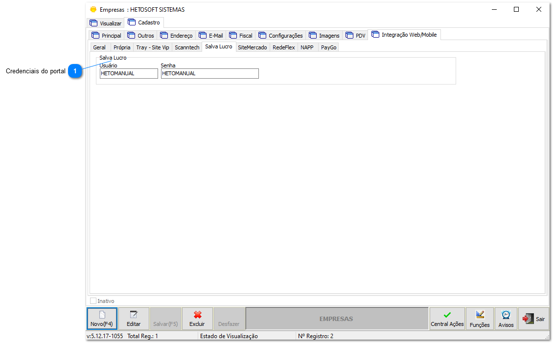4.3.1. Configurações de Credenciais - Empresa