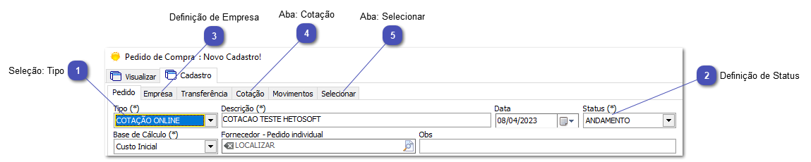 6.13.2. Criando cotação