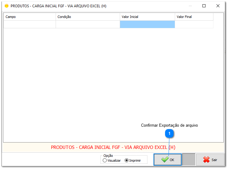4.11.1. Exportação  de dados via Excel
