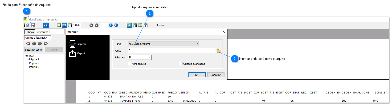 4.11.1. Exportação  de dados via Excel