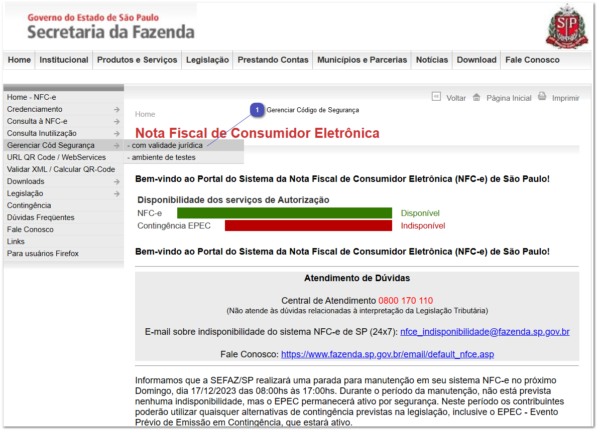 6.17. Gerar Código de Segurança e Token - SP
