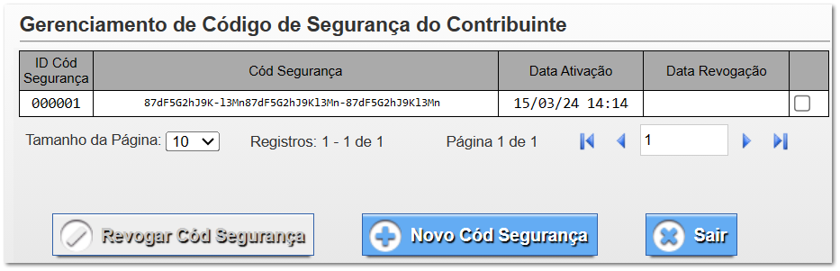 6.17. Gerar Código de Segurança e Token - SP