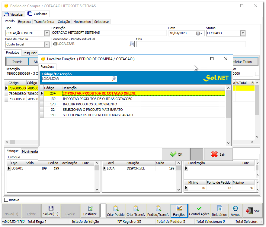 6.13.4. Gerar resultados da cotação