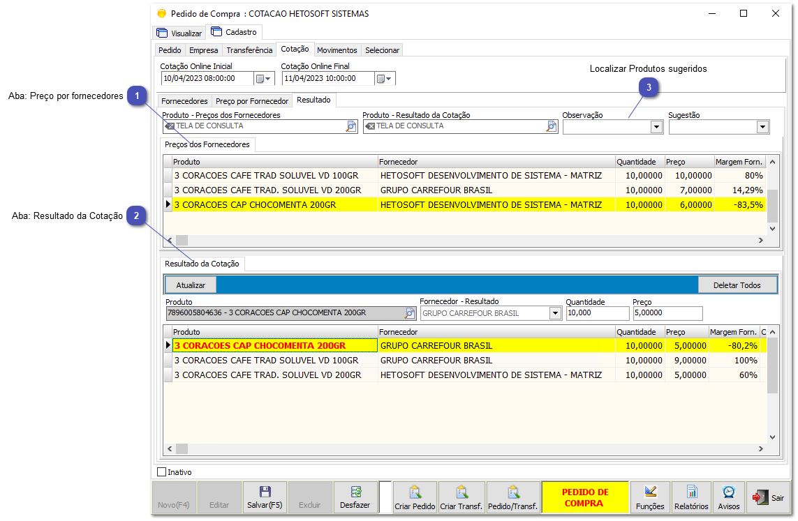 6.13.4. Gerar resultados da cotação