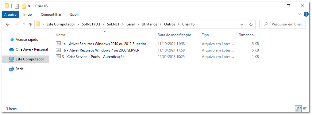 3.1.1. Habilitar / Criar IIS