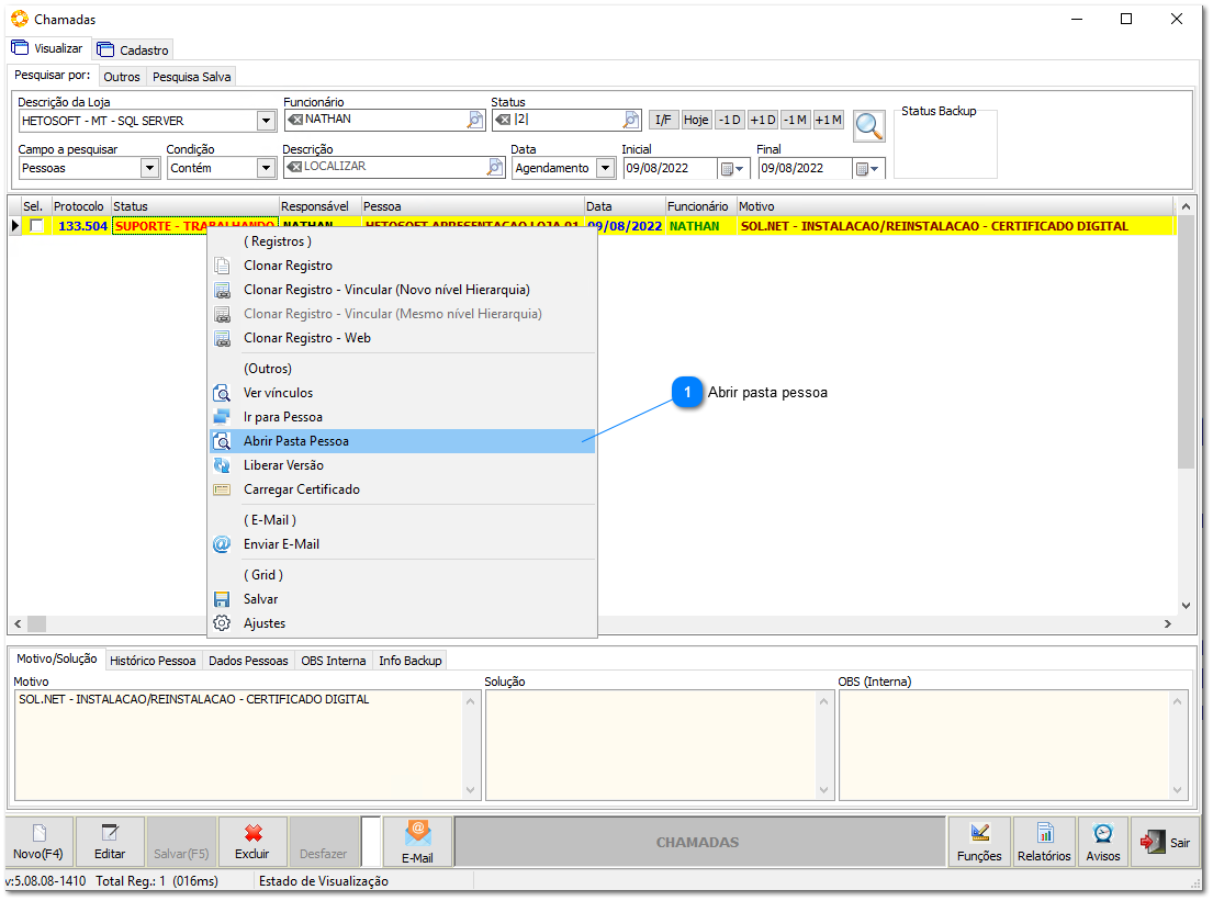6.3.2. Localizar pasta do cliente