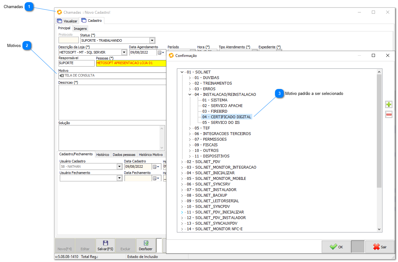 6.3.1. Registro de chamadas