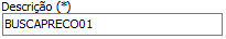2. Descrição de cadastro: BUSCAPRECO01