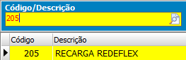 3. Função: 205 - Recarga RedeFlex